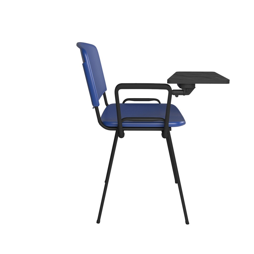 Picture of Taurus plastic meeting room chair with writing tablet - blue with black frame