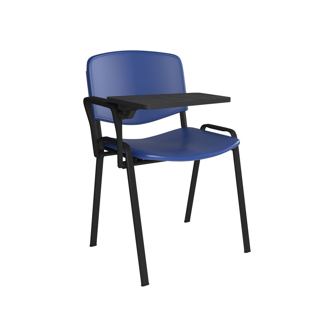 Picture of Taurus plastic meeting room chair with writing tablet - blue with black frame