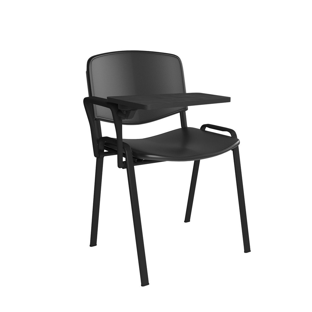 Picture of Taurus plastic meeting room chair with writing tablet - black with black frame