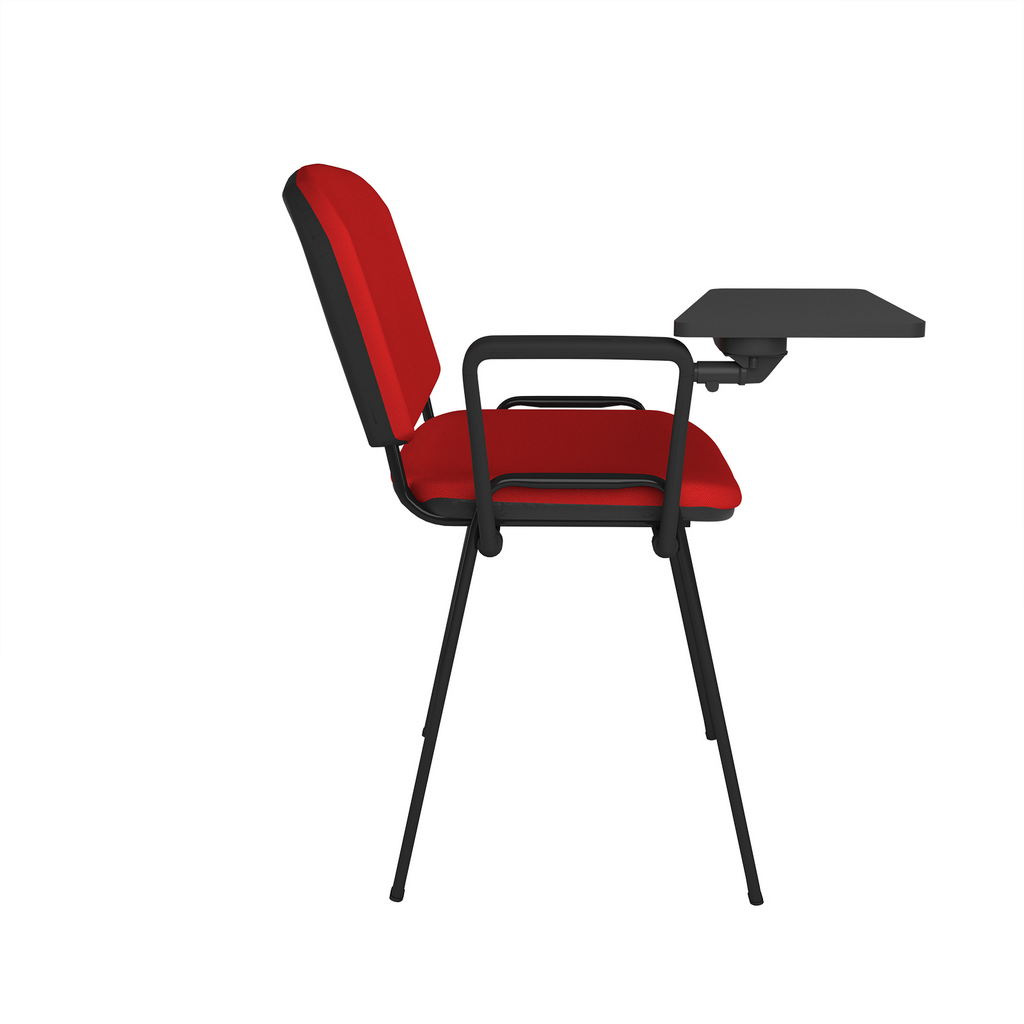 Picture of Taurus meeting room chair with black frame and writing tablet - red