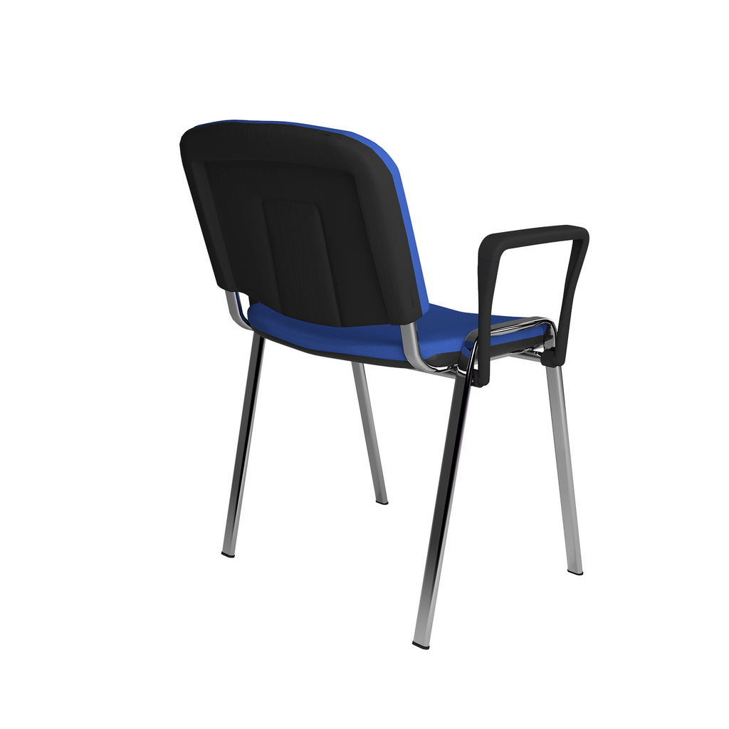 Picture of Taurus meeting room stackable chair with chrome frame and fixed arms - blue