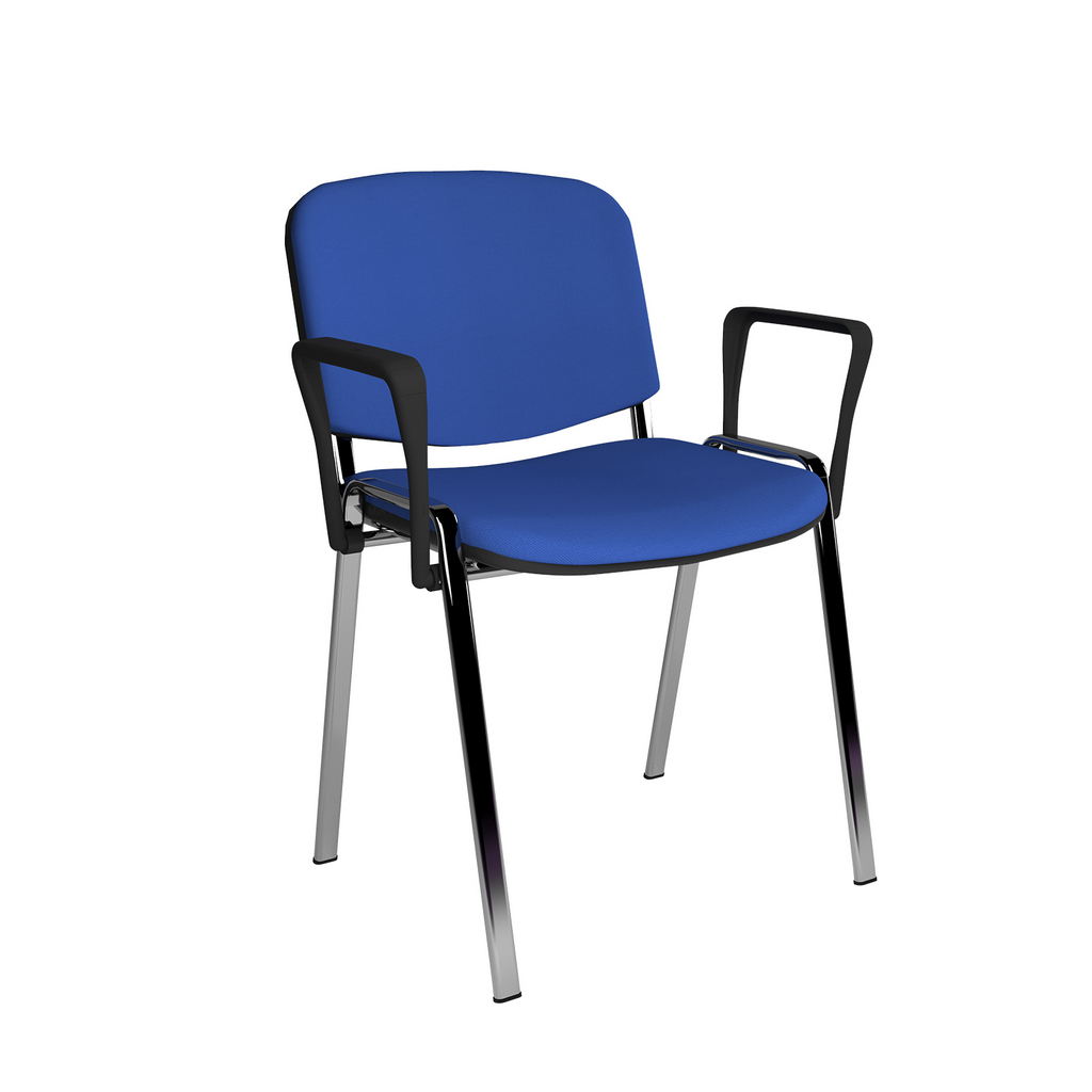 Picture of Taurus meeting room stackable chair with chrome frame and fixed arms - blue