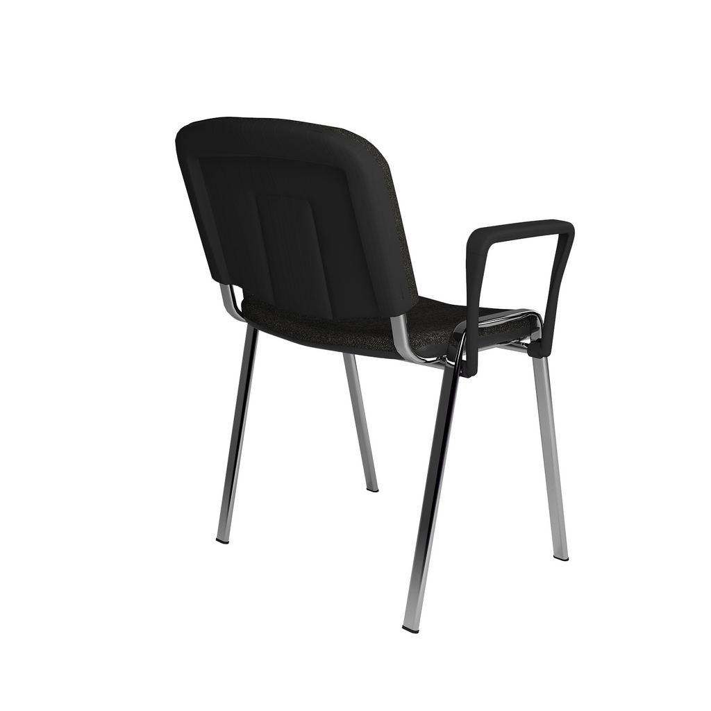 Picture of Taurus meeting room stackable chair with chrome frame and fixed arms - charcoal