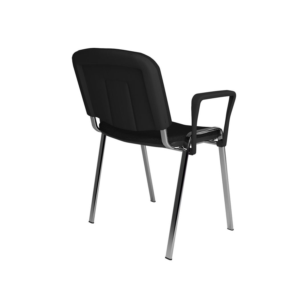 Picture of Taurus meeting room stackable chair with chrome frame and fixed arms - black