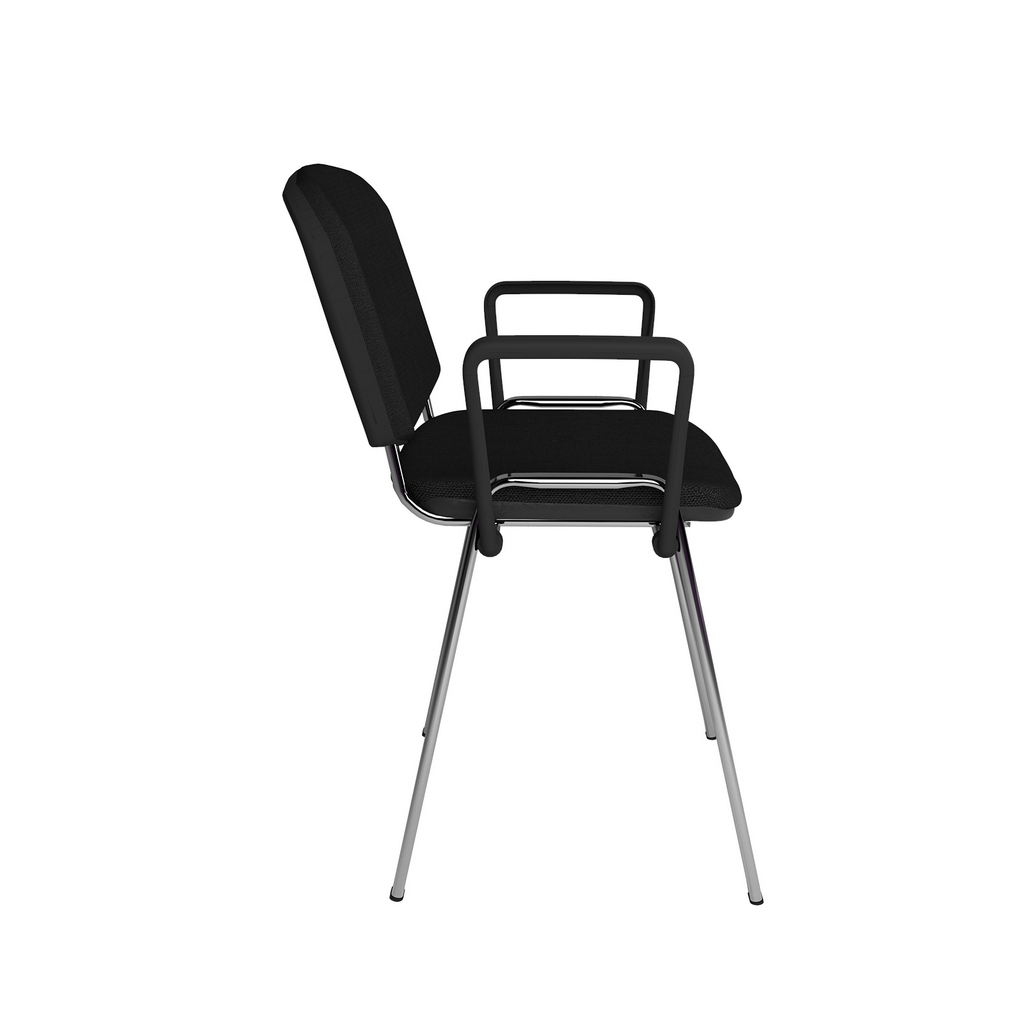Picture of Taurus meeting room stackable chair with chrome frame and fixed arms - black
