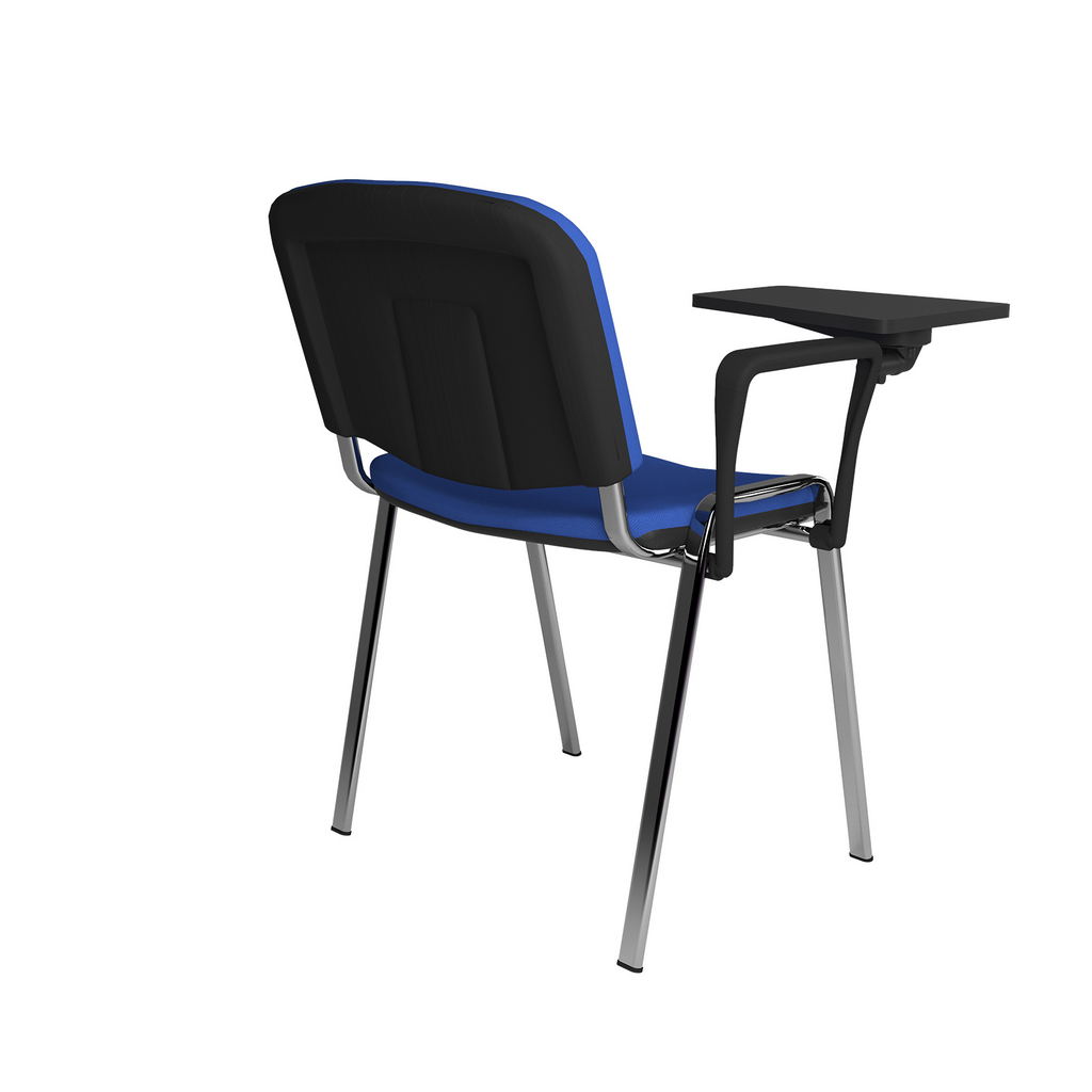 Picture of Taurus meeting room chair with chrome frame and writing tablet - blue