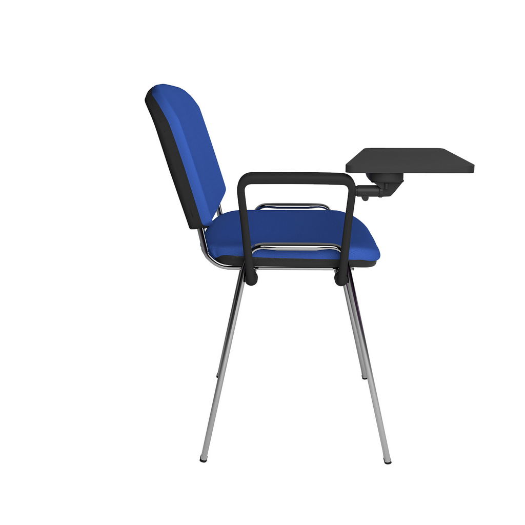 Picture of Taurus meeting room chair with chrome frame and writing tablet - blue