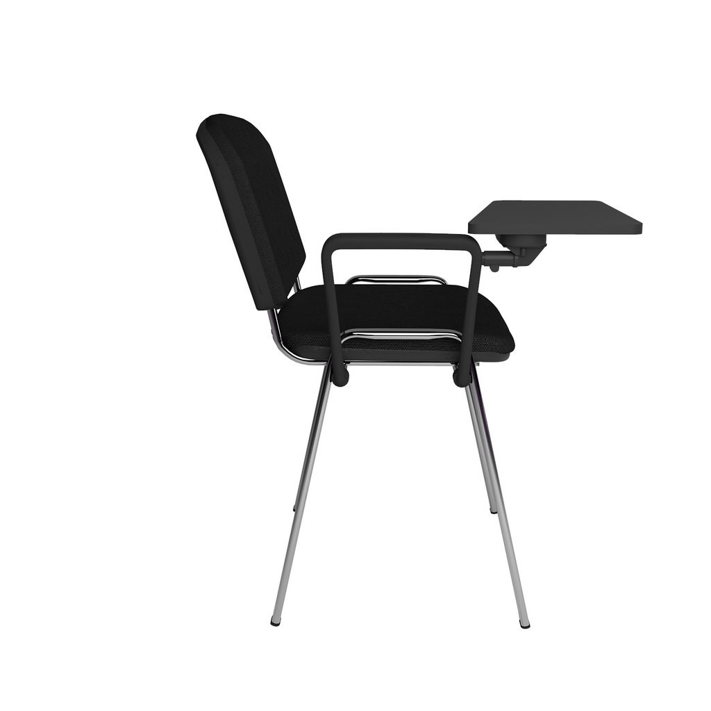 Picture of Taurus meeting room chair with chrome frame and writing tablet - black