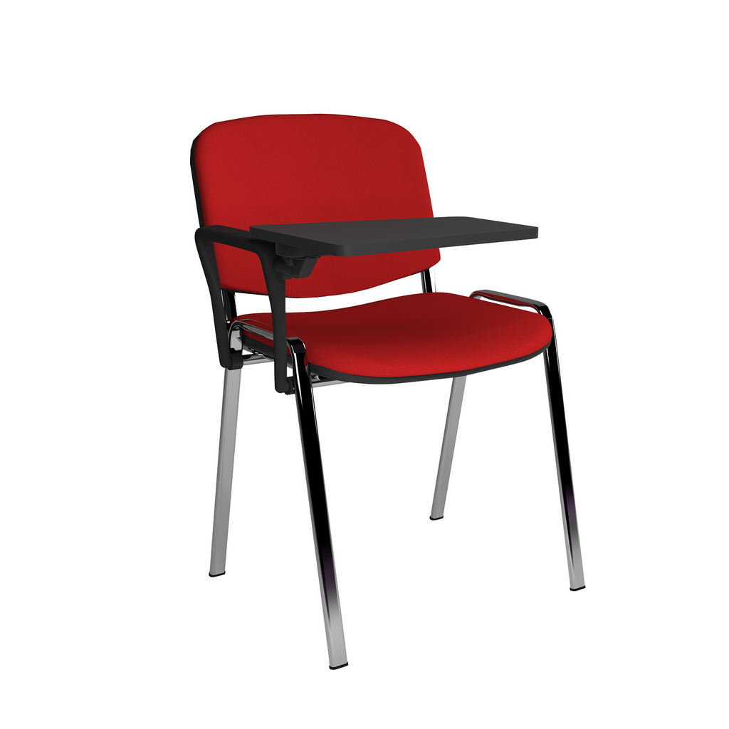 Picture of Taurus meeting room chair with chrome frame and writing tablet - red