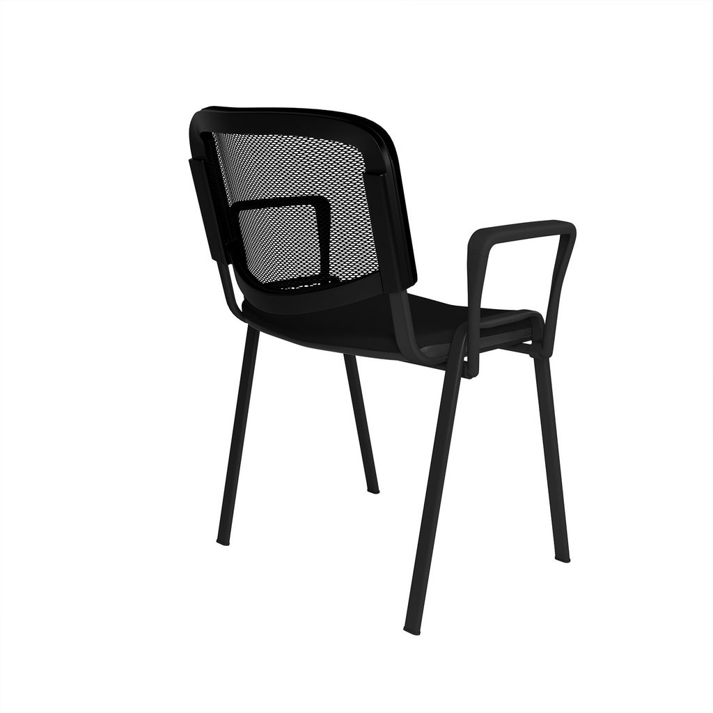 Picture of Taurus mesh back meeting room stackable chair with fixed arms - black