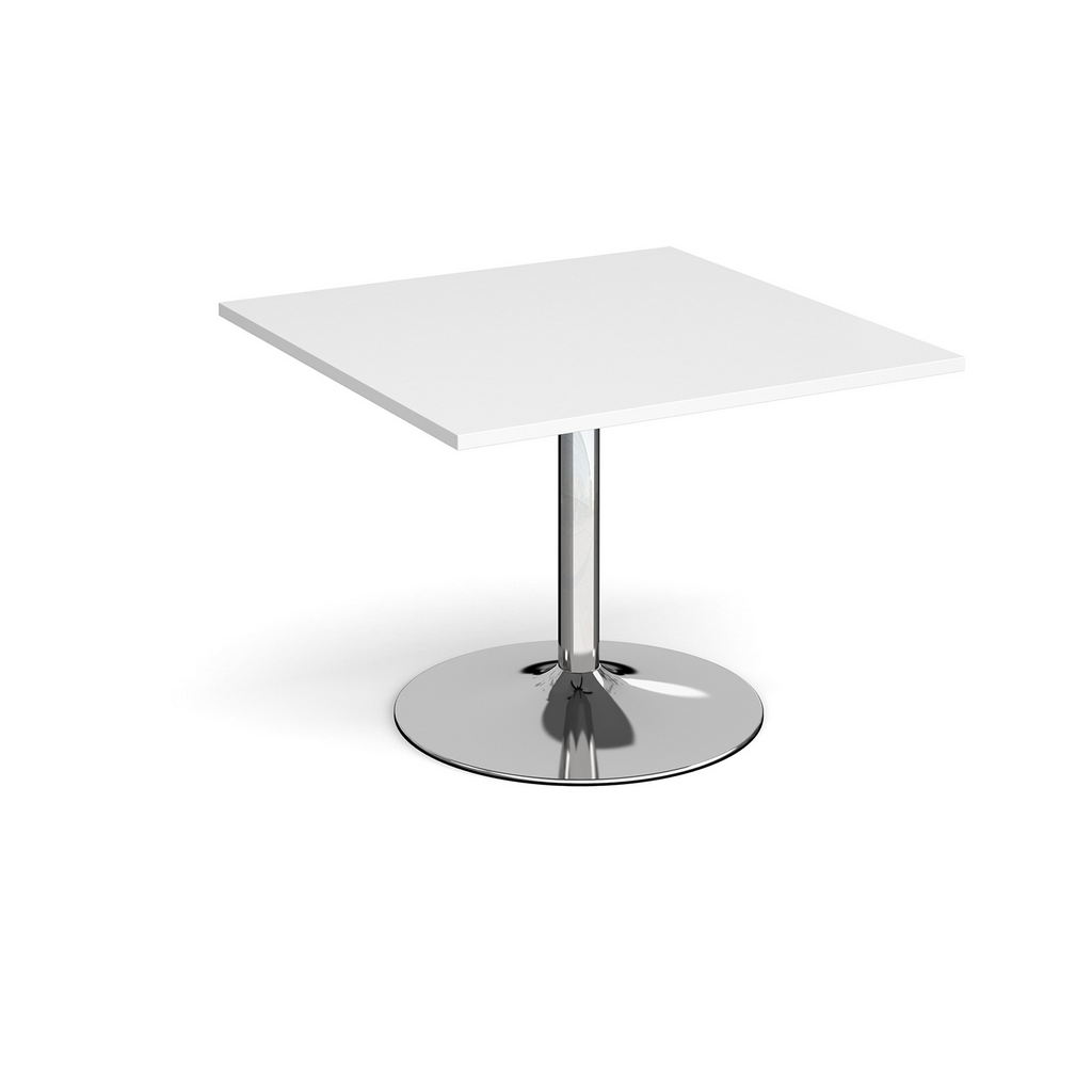 Picture of Trumpet base square extension table 1000mm x 1000mm - chrome base, white top