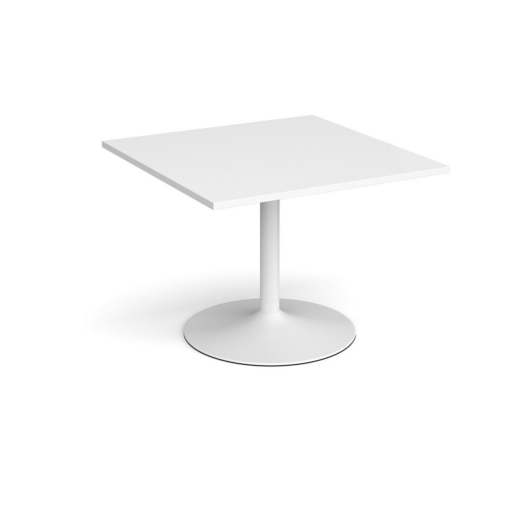 Picture of Trumpet base square extension table 1000mm x 1000mm - white base, white top