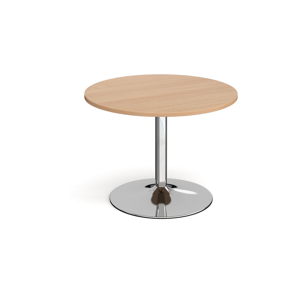 Picture of Trumpet base circular boardroom table 1000mm - chrome base, beech top