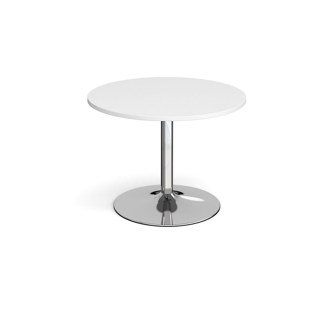 Picture of Trumpet base circular boardroom table 1000mm - chrome base, white top