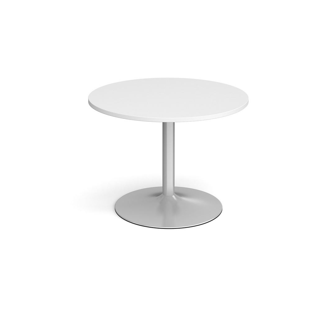 Picture of Trumpet base circular boardroom table 1000mm - silver base, white top