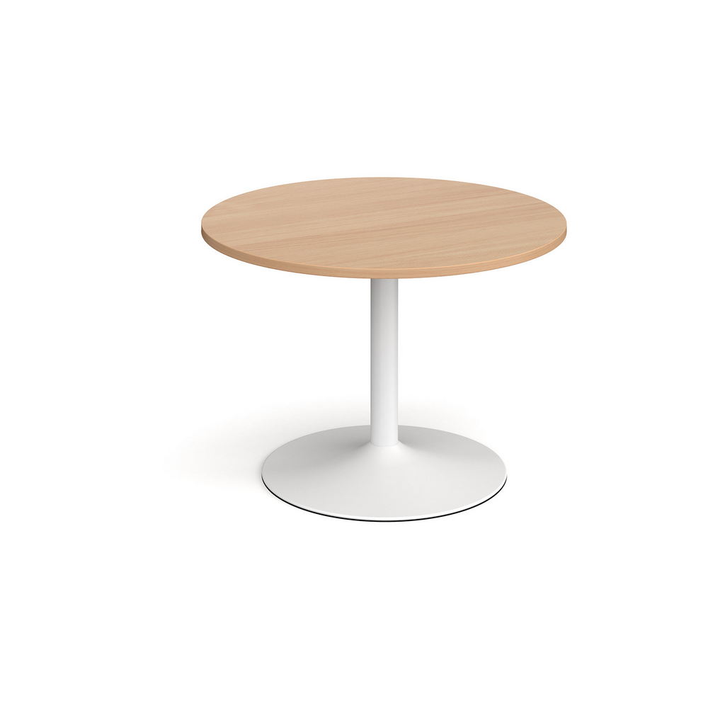 Picture of Trumpet base circular boardroom table 1000mm - white base, beech top