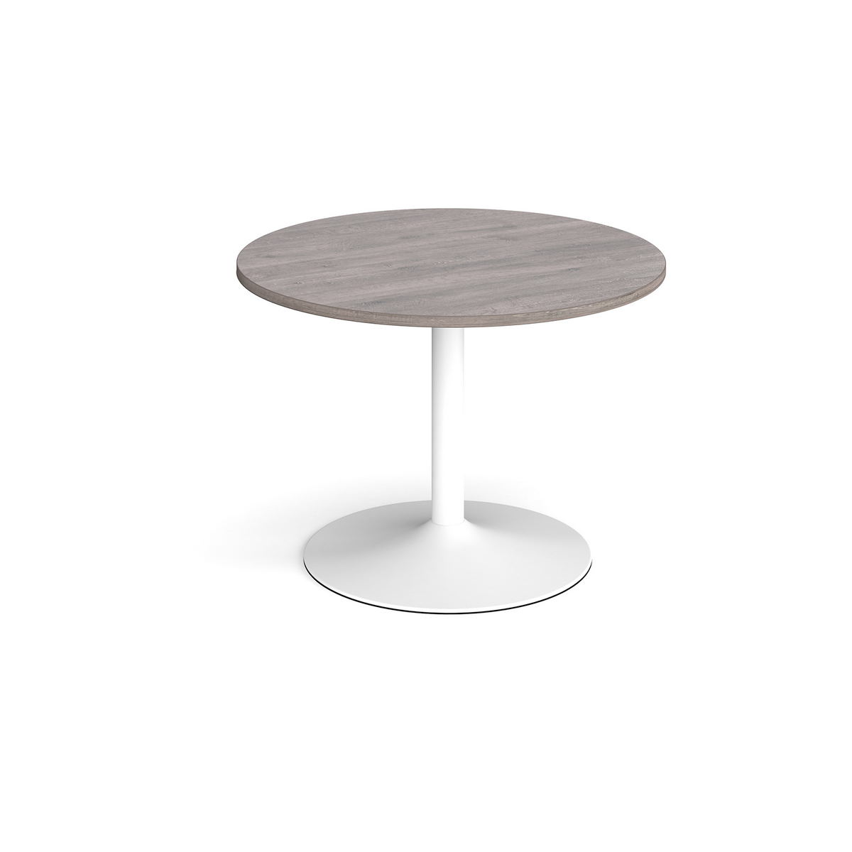 Picture of Trumpet base circular boardroom table 1000mm - white base, grey oak top