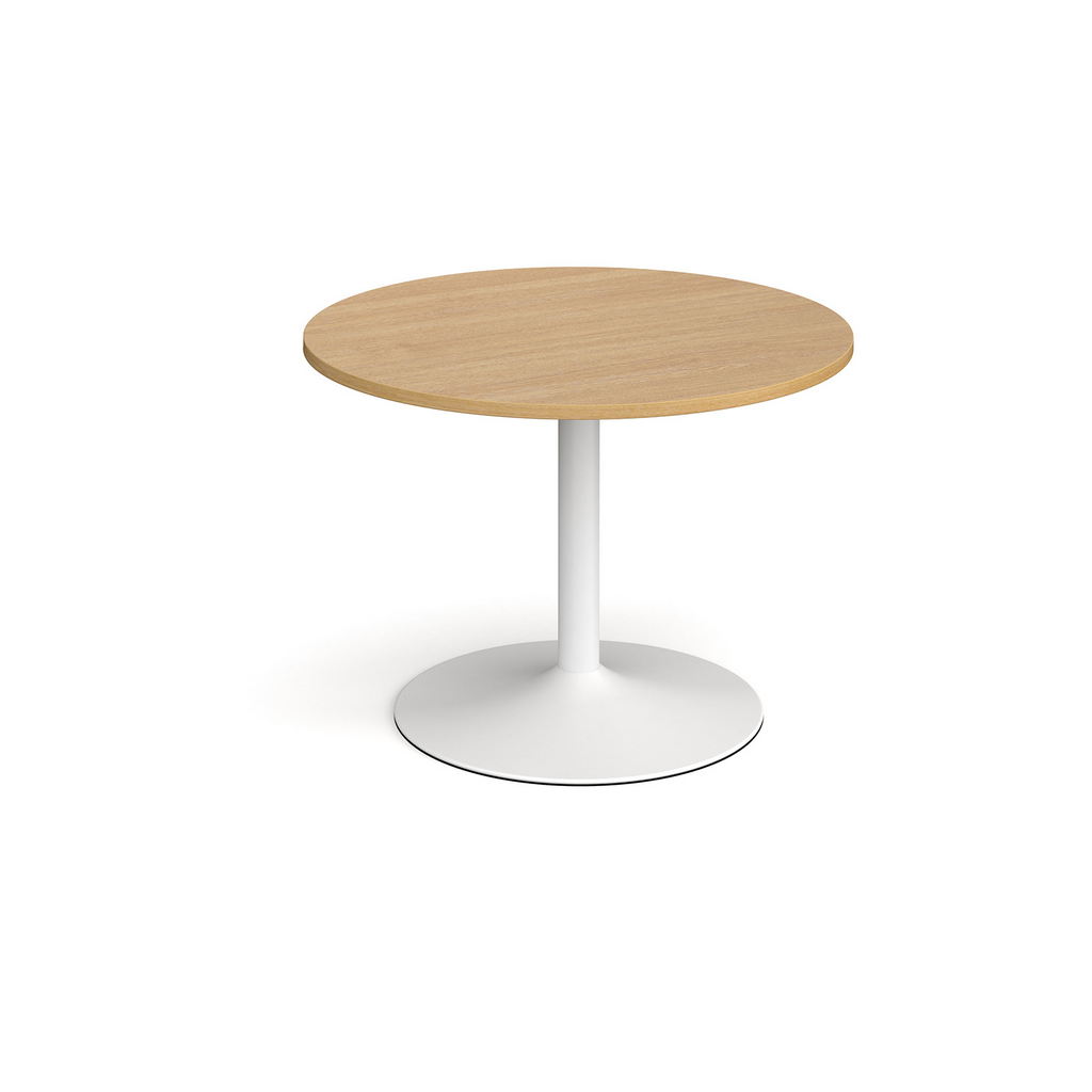 Picture of Trumpet base circular boardroom table 1000mm - white base, oak top