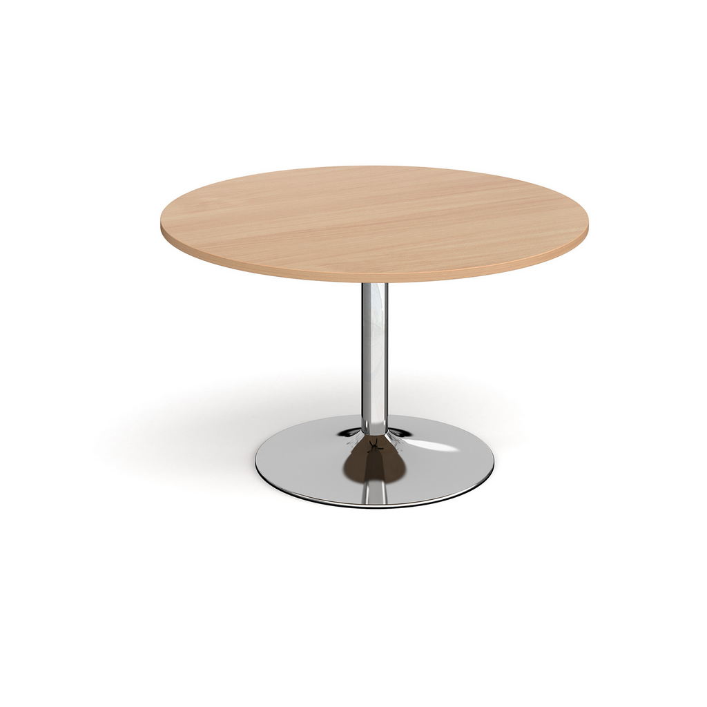 Picture of Trumpet base circular boardroom table 1200mm - chrome base, beech top