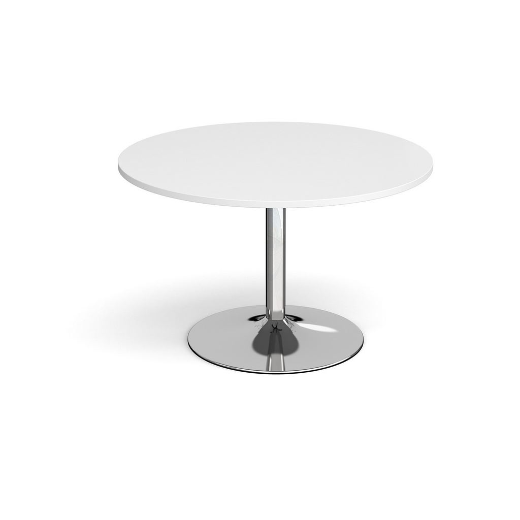 Picture of Trumpet base circular boardroom table 1200mm - chrome base, white top