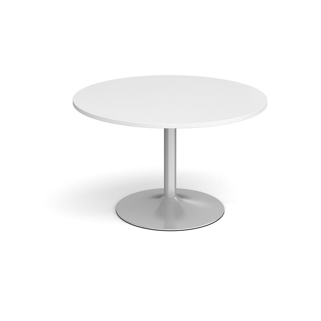 Picture of Trumpet base circular boardroom table 1200mm - silver base, white top