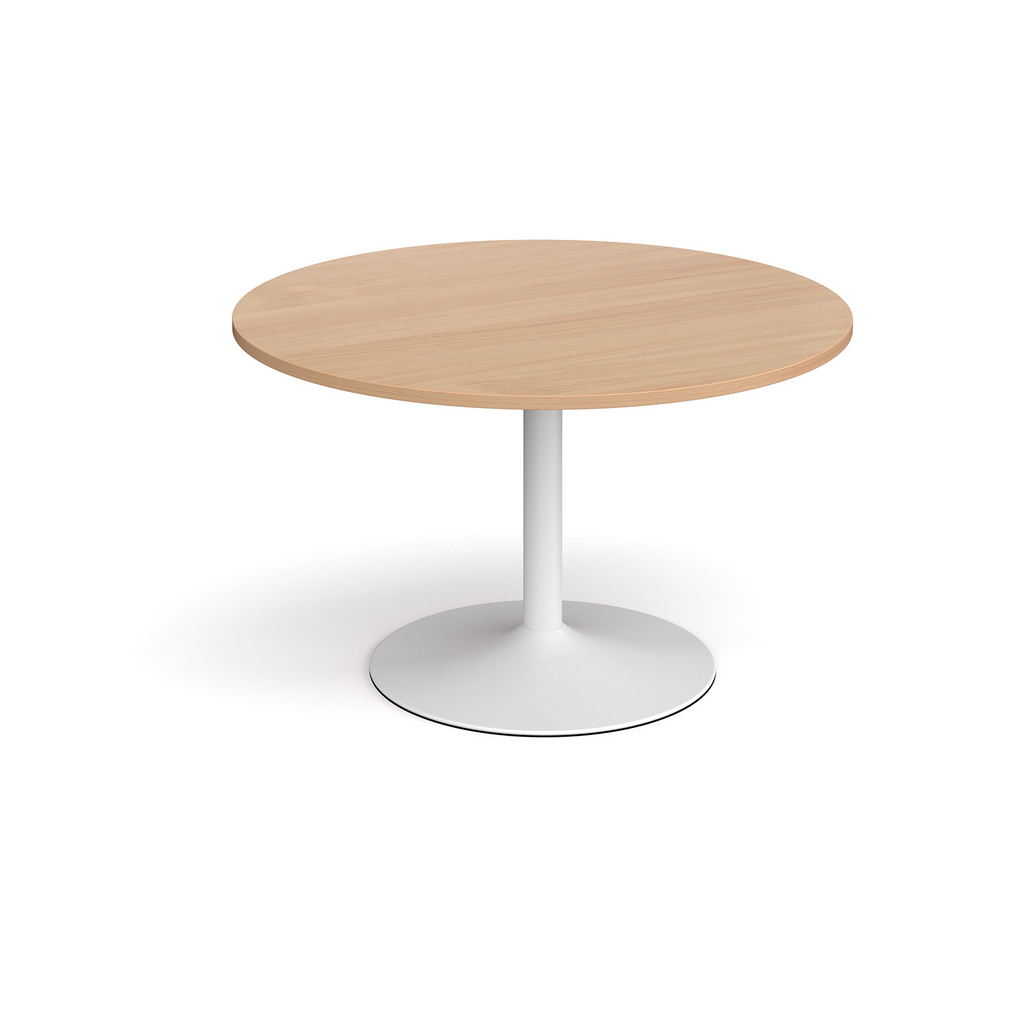 Picture of Trumpet base circular boardroom table 1200mm - white base, beech top