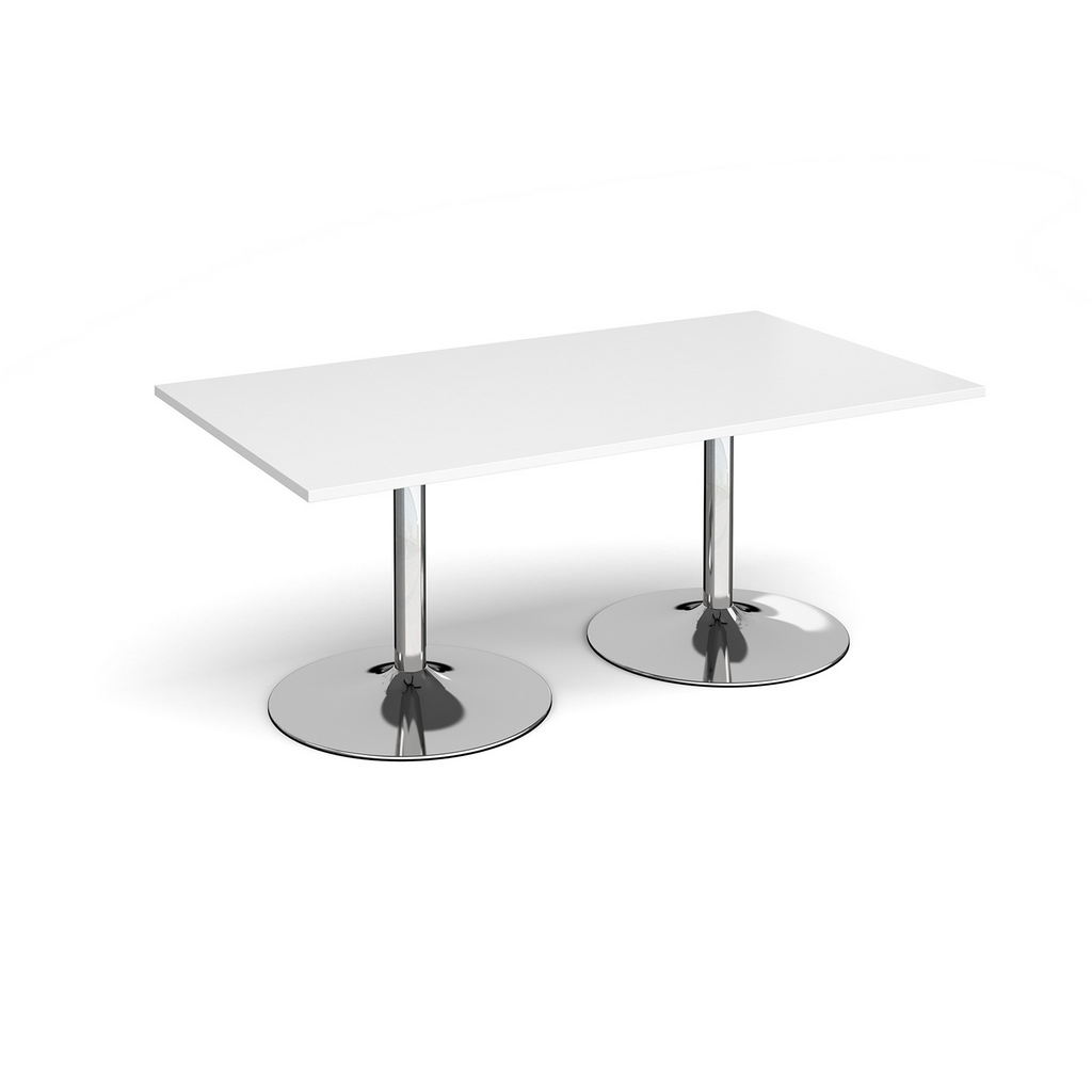 Picture of Trumpet base rectangular boardroom table 1800mm x 1000mm - chrome base, white top