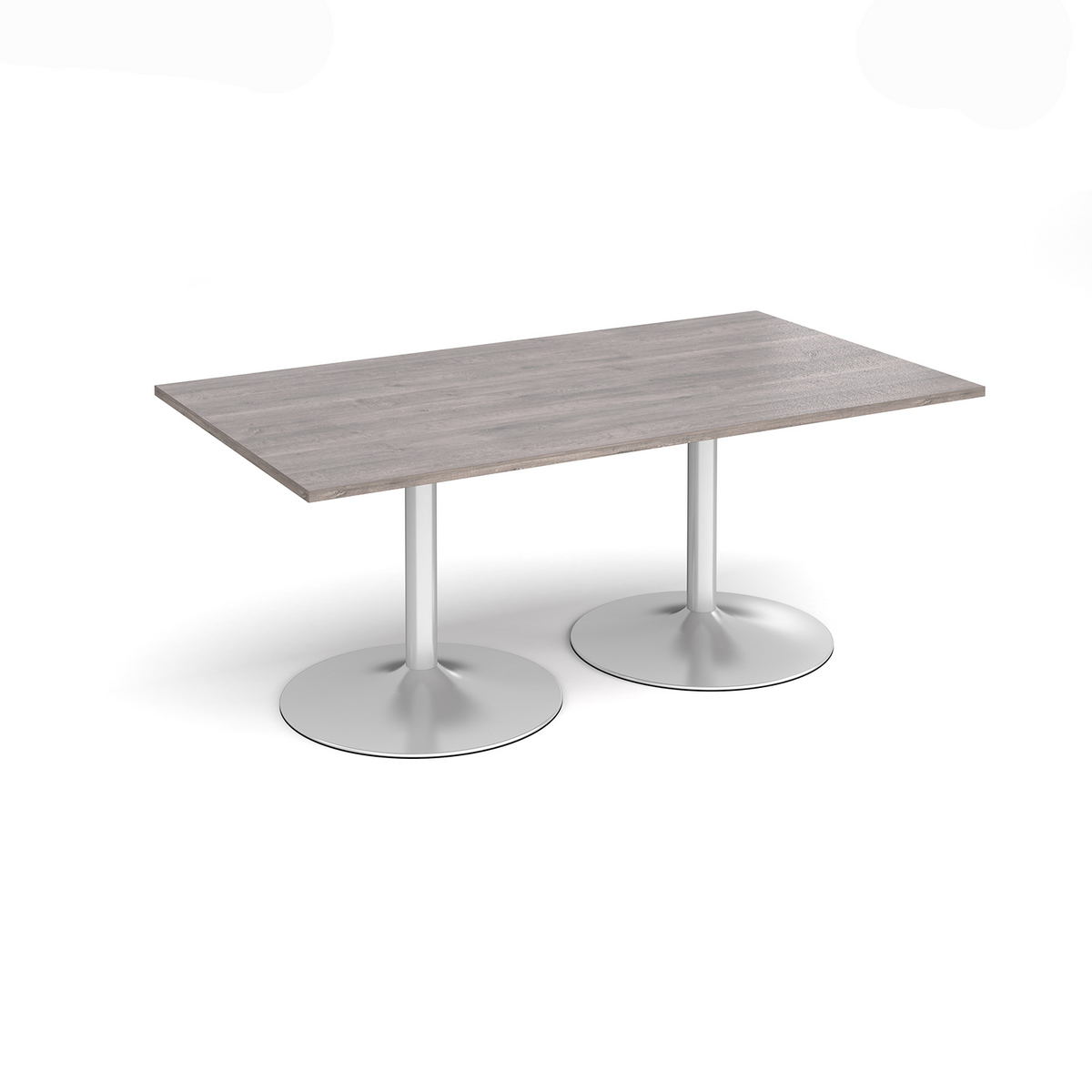 Picture of Trumpet base rectangular boardroom table 1800mm x 1000mm - silver base, grey oak top