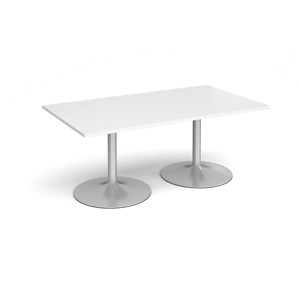 Picture of Trumpet base rectangular boardroom table 1800mm x 1000mm - silver base, white top