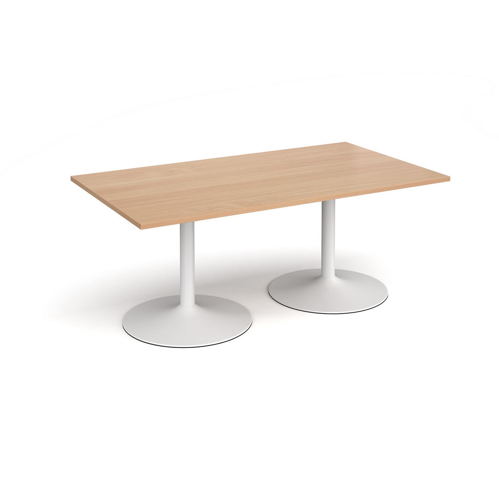 Picture of Trumpet base rectangular boardroom table 1800mm x 1000mm - white base, beech top
