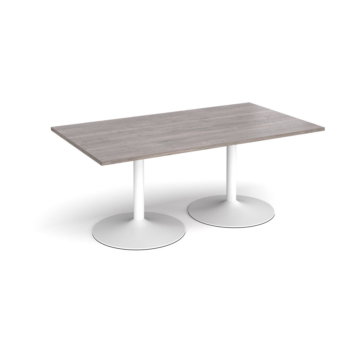 Picture of Trumpet base rectangular boardroom table 1800mm x 1000mm - white base, grey oak top