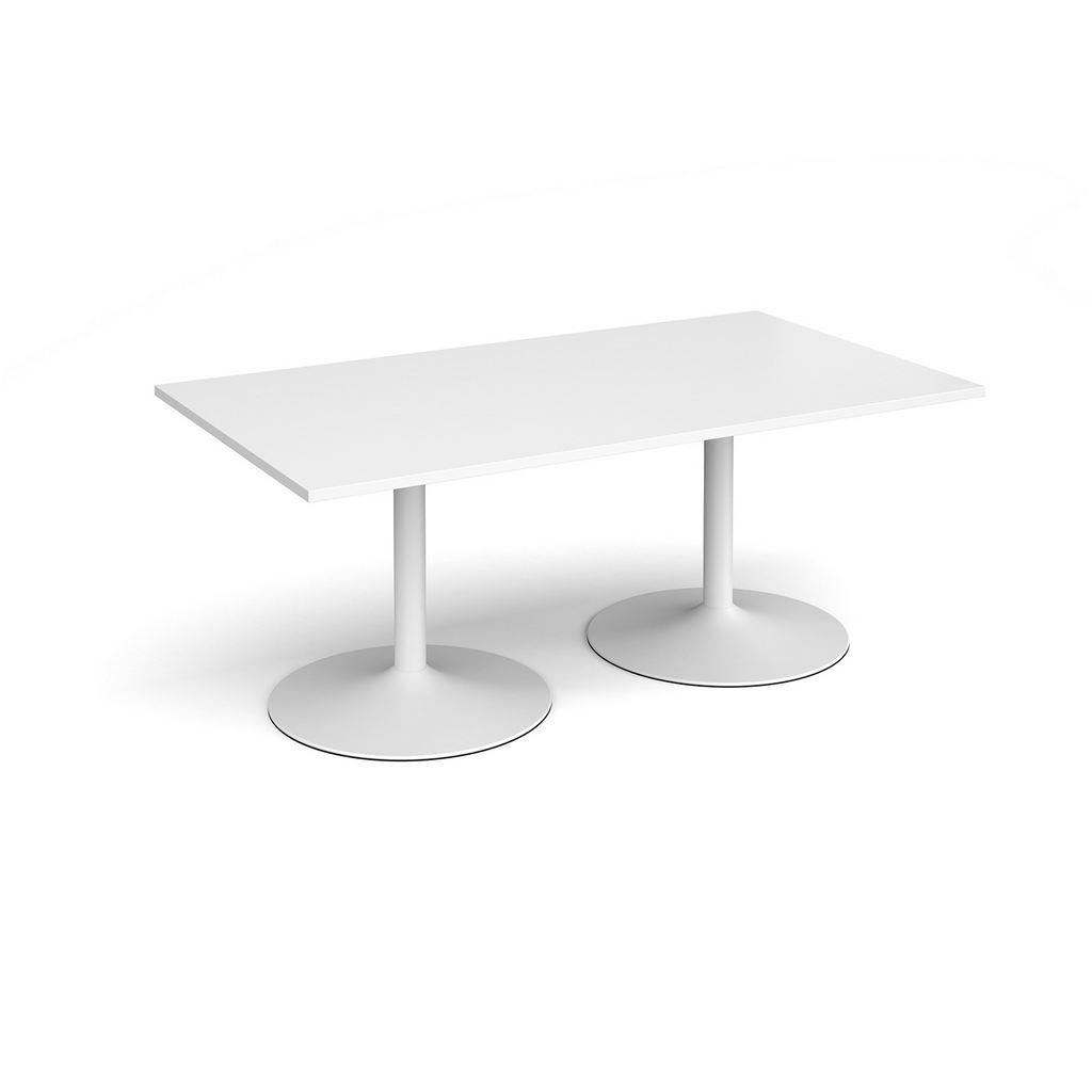 Picture of Trumpet base rectangular boardroom table 1800mm x 1000mm - white base, white top