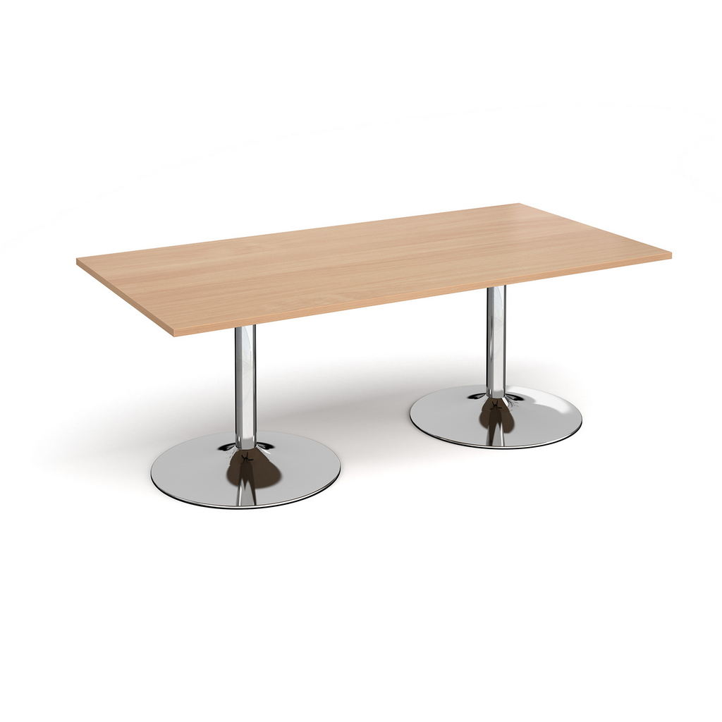 Picture of Trumpet base rectangular boardroom table 2000mm x 1000mm - chrome base, beech top