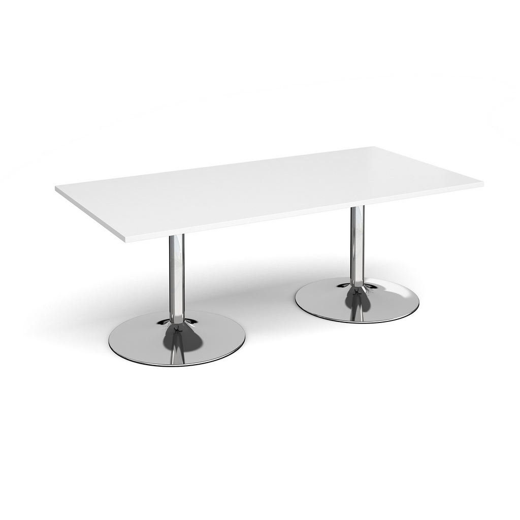 Picture of Trumpet base rectangular boardroom table 2000mm x 1000mm - chrome base, white top