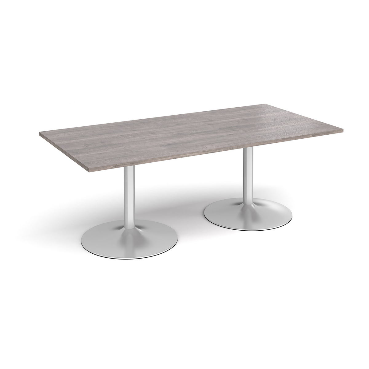 Picture of Trumpet base rectangular boardroom table 2000mm x 1000mm - silver base, grey oak top