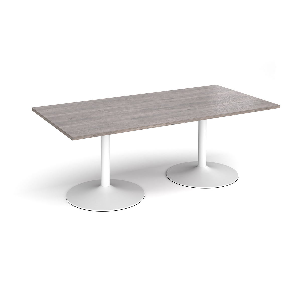 Picture of Trumpet base rectangular boardroom table 2000mm x 1000mm - white base, grey oak top