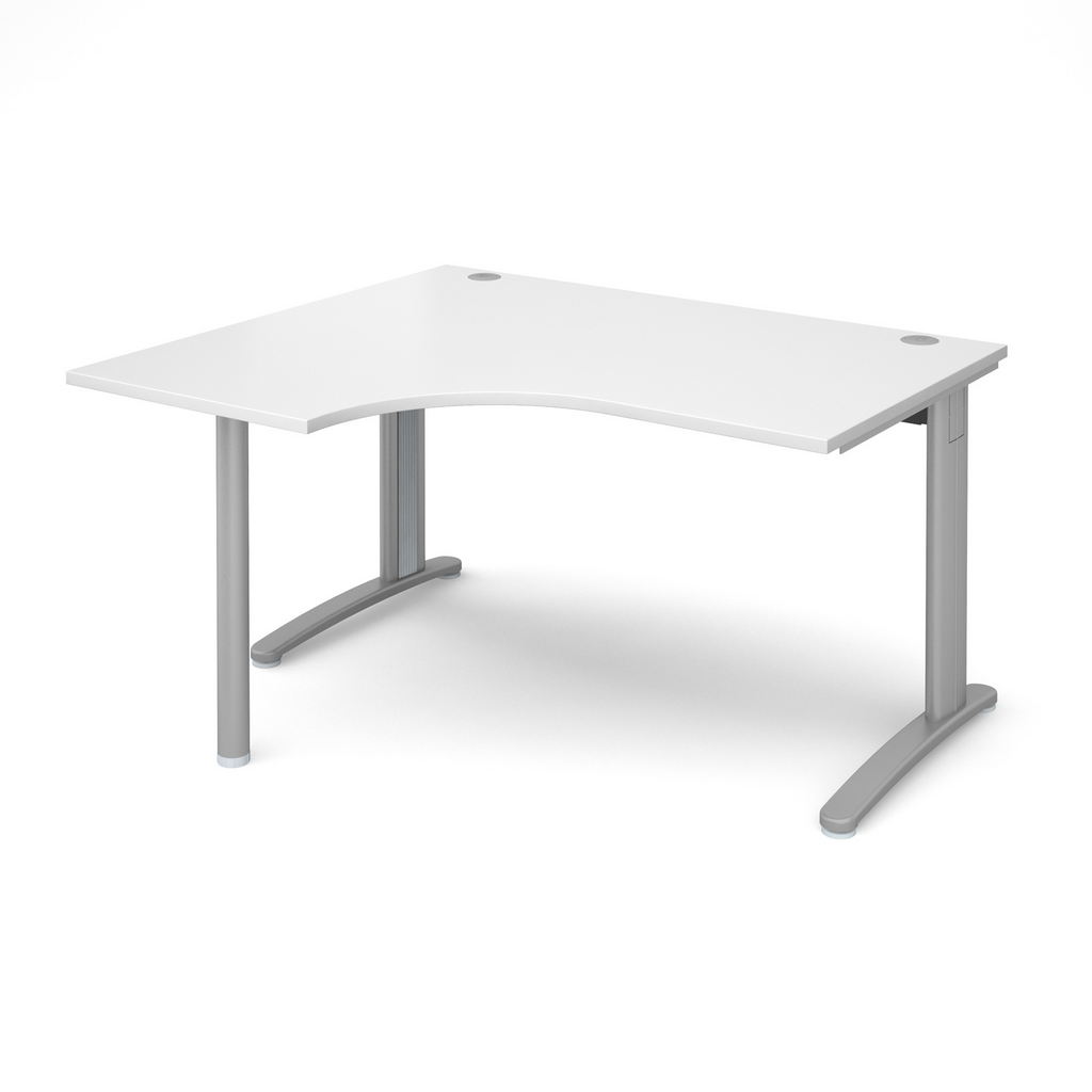 Picture of TR10 left hand ergonomic desk 1400mm - silver frame, white top