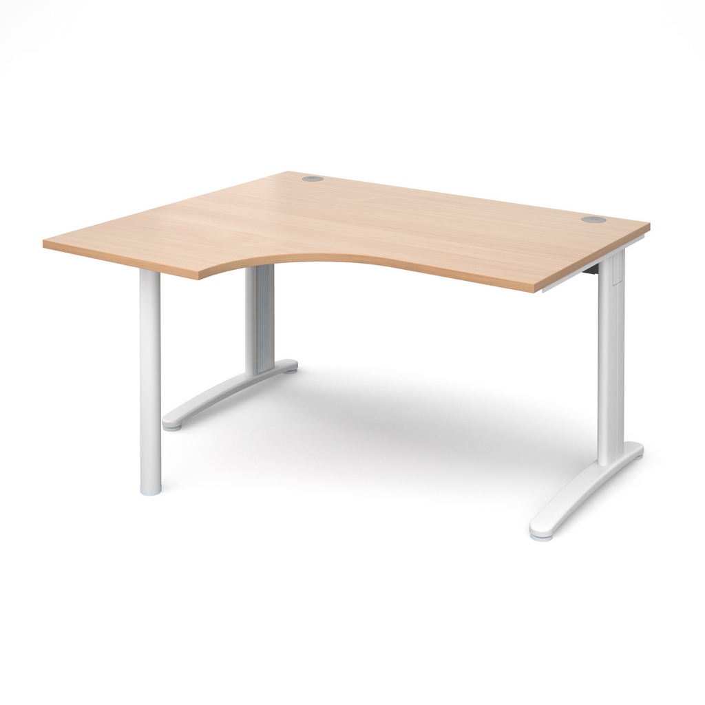 Picture of TR10 left hand ergonomic desk 1400mm - white frame, beech top