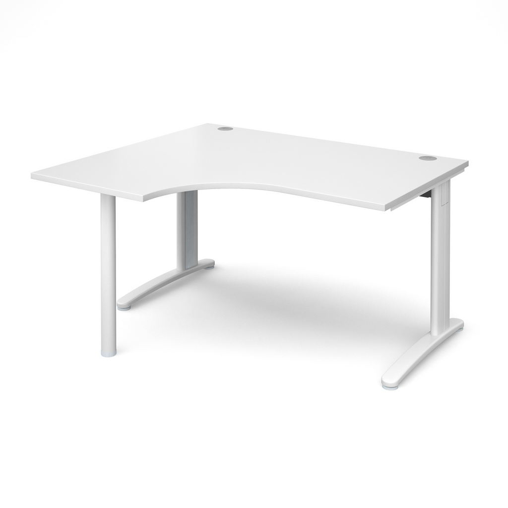 Picture of TR10 left hand ergonomic desk 1400mm - white frame, white top