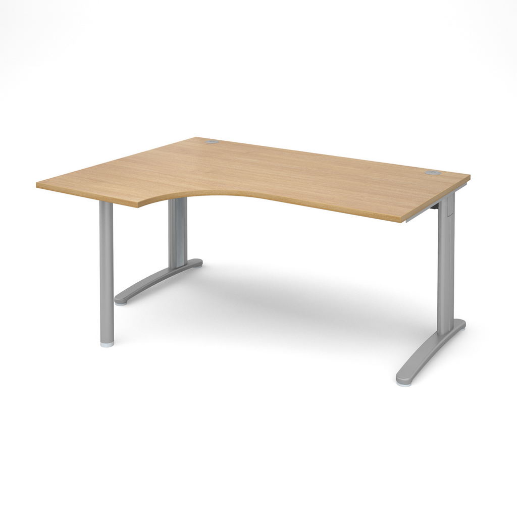 Picture of TR10 left hand ergonomic desk 1600mm - silver frame, oak top