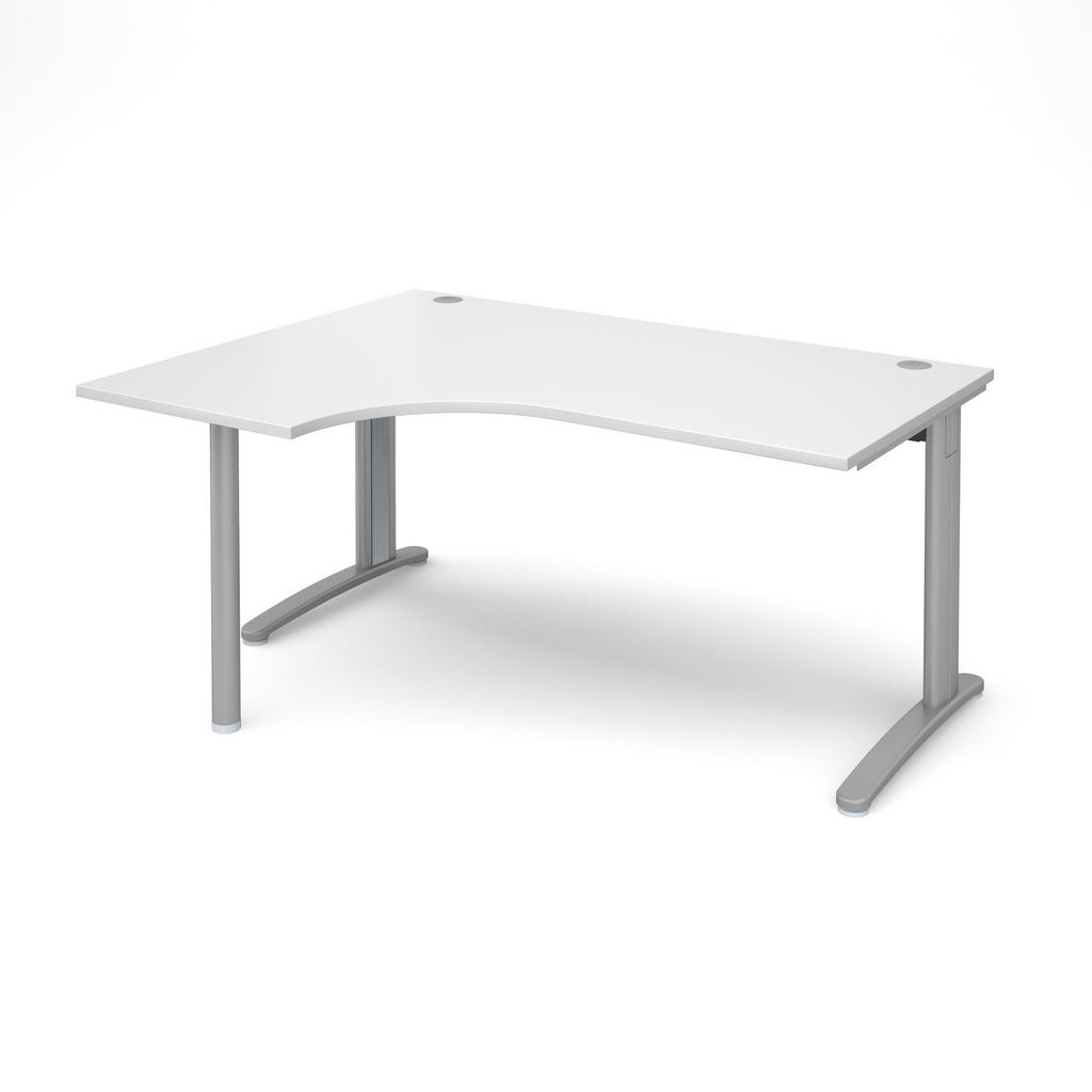 Picture of TR10 left hand ergonomic desk 1600mm - silver frame, white top