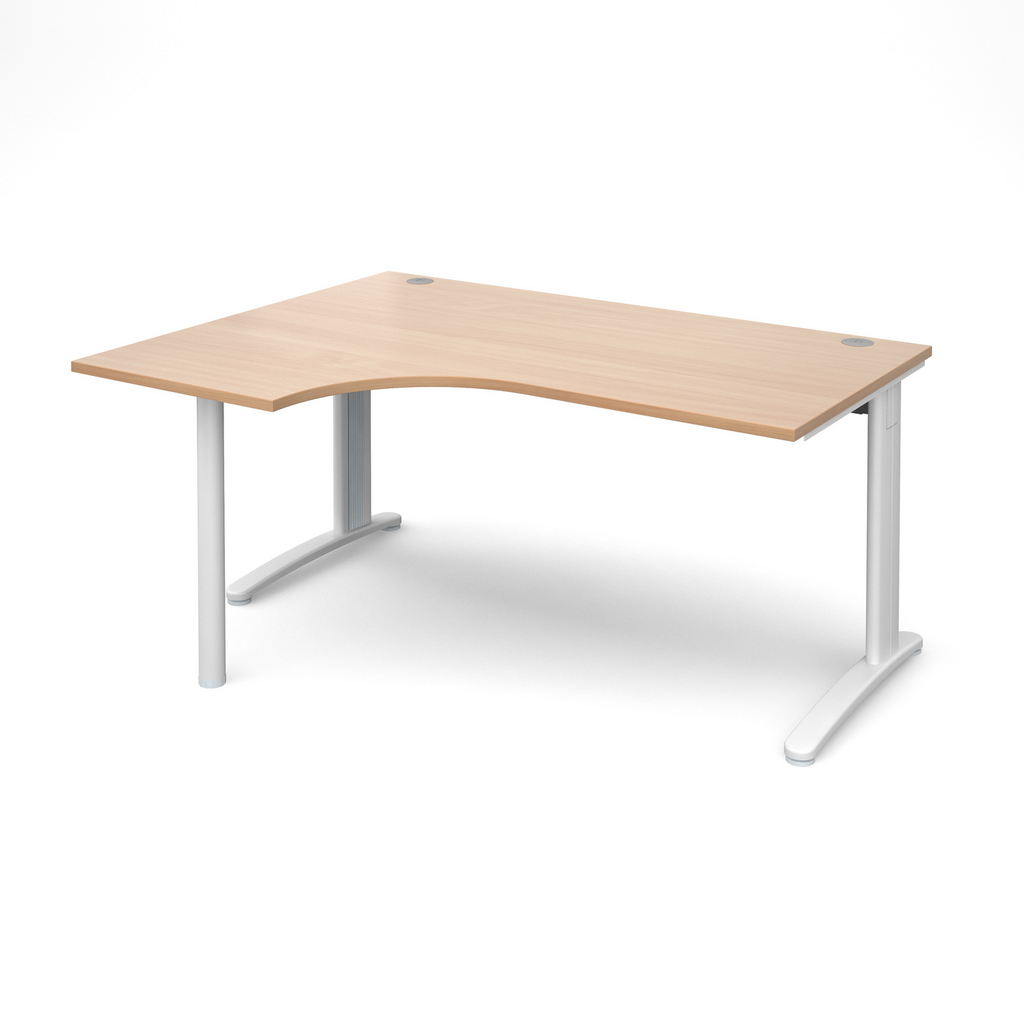 Picture of TR10 left hand ergonomic desk 1600mm - white frame, beech top
