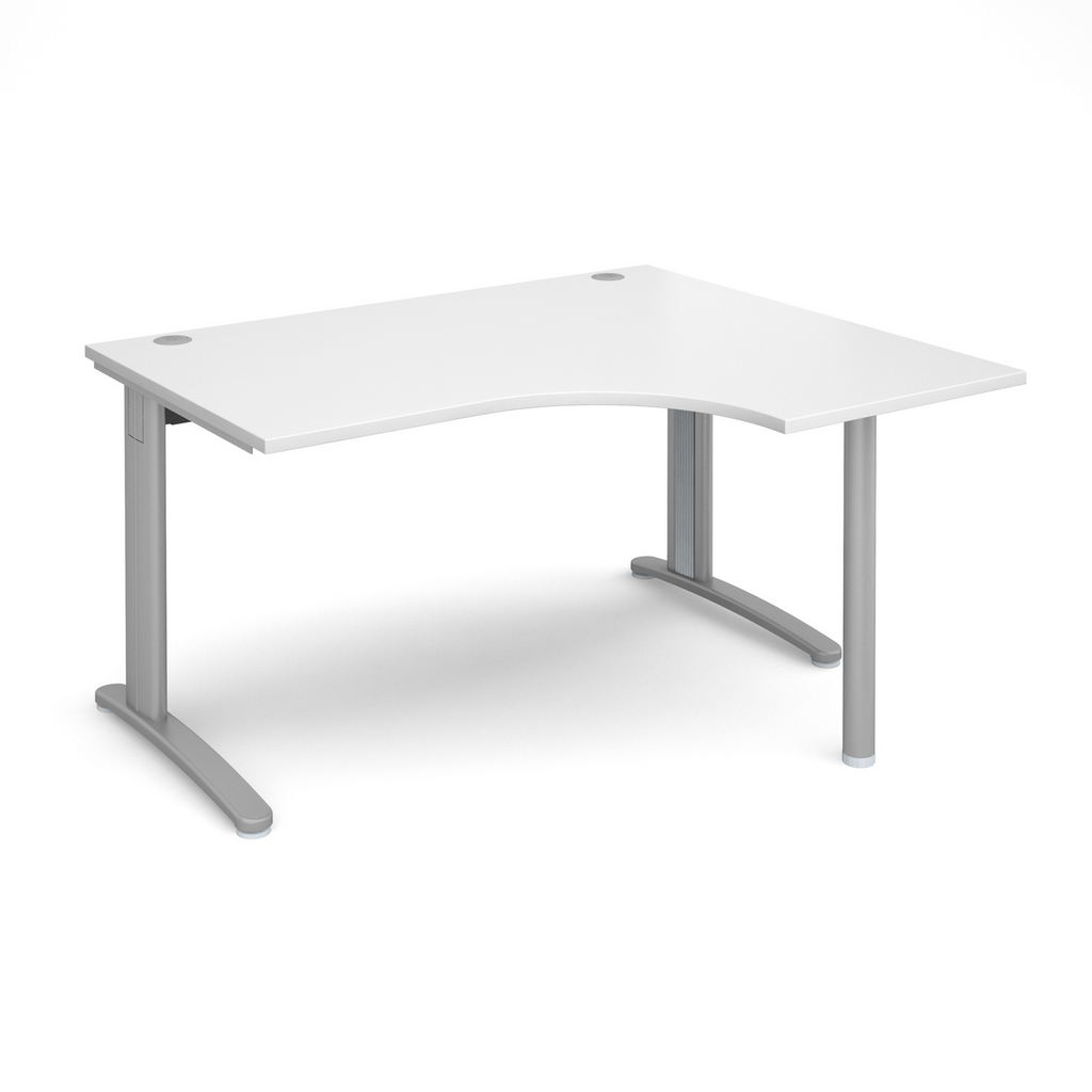 Picture of TR10 right hand ergonomic desk 1400mm - silver frame, white top