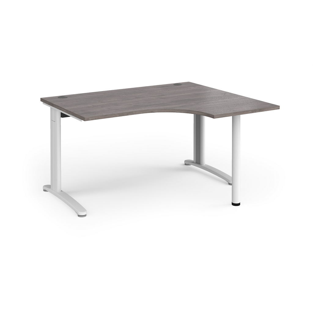 Picture of TR10 right hand ergonomic desk 1400mm - white frame, grey oak top