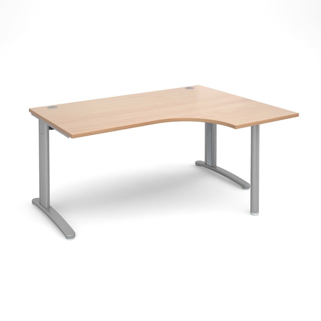 Picture of TR10 right hand ergonomic desk 1600mm - silver frame, beech top