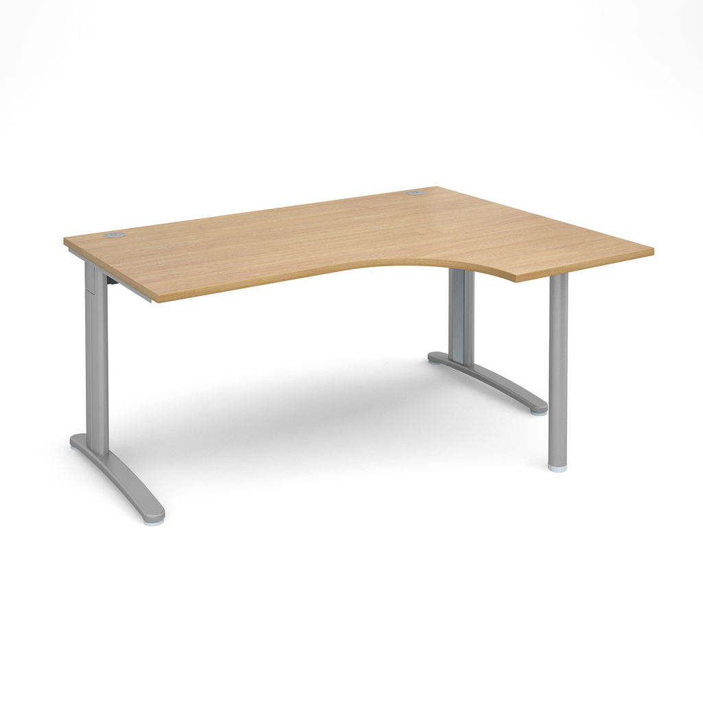 Picture of TR10 right hand ergonomic desk 1600mm - silver frame, oak top