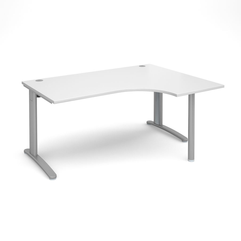 Picture of TR10 right hand ergonomic desk 1600mm - silver frame, white top