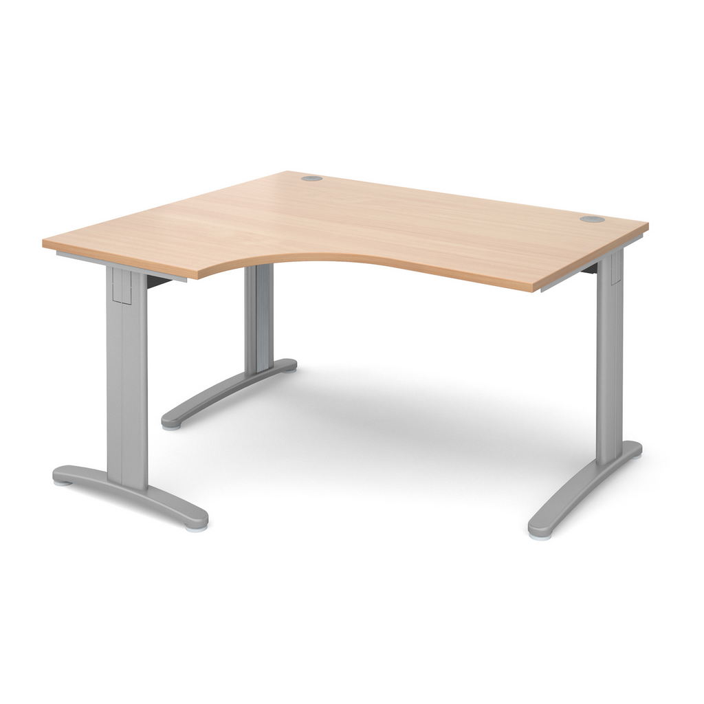 Picture of TR10 deluxe left hand ergonomic desk 1400mm - silver frame, beech top
