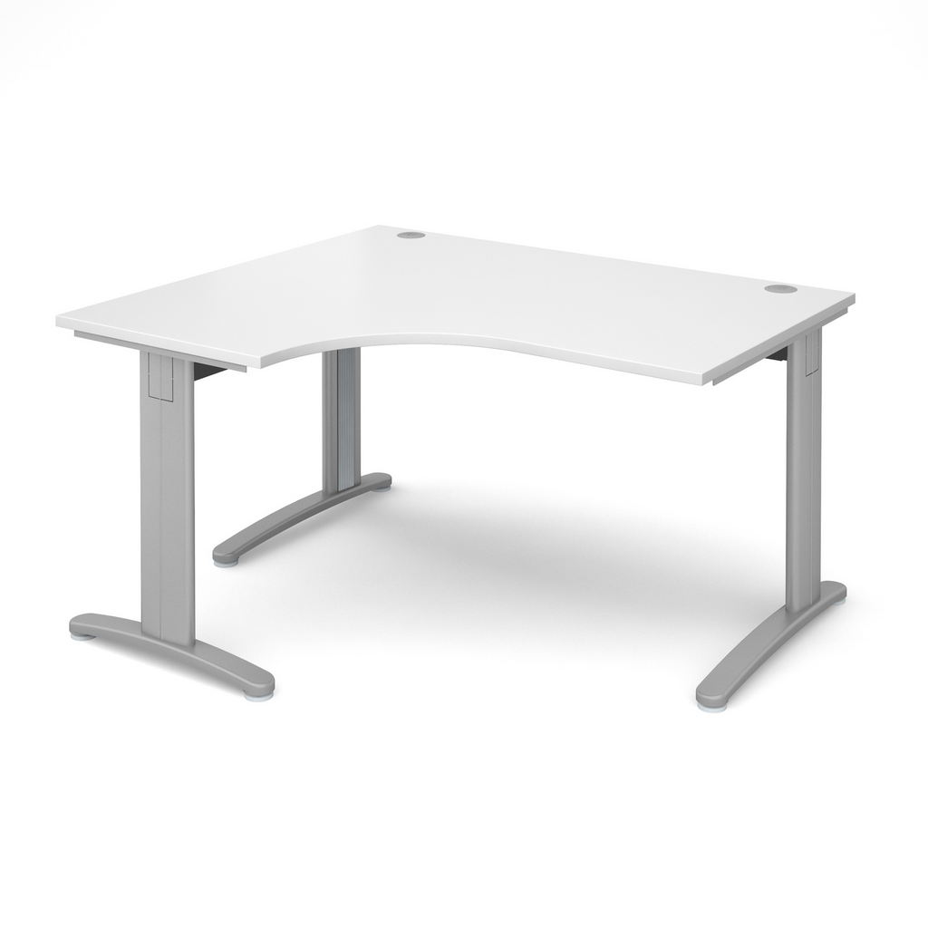 Picture of TR10 deluxe left hand ergonomic desk 1400mm - silver frame, white top