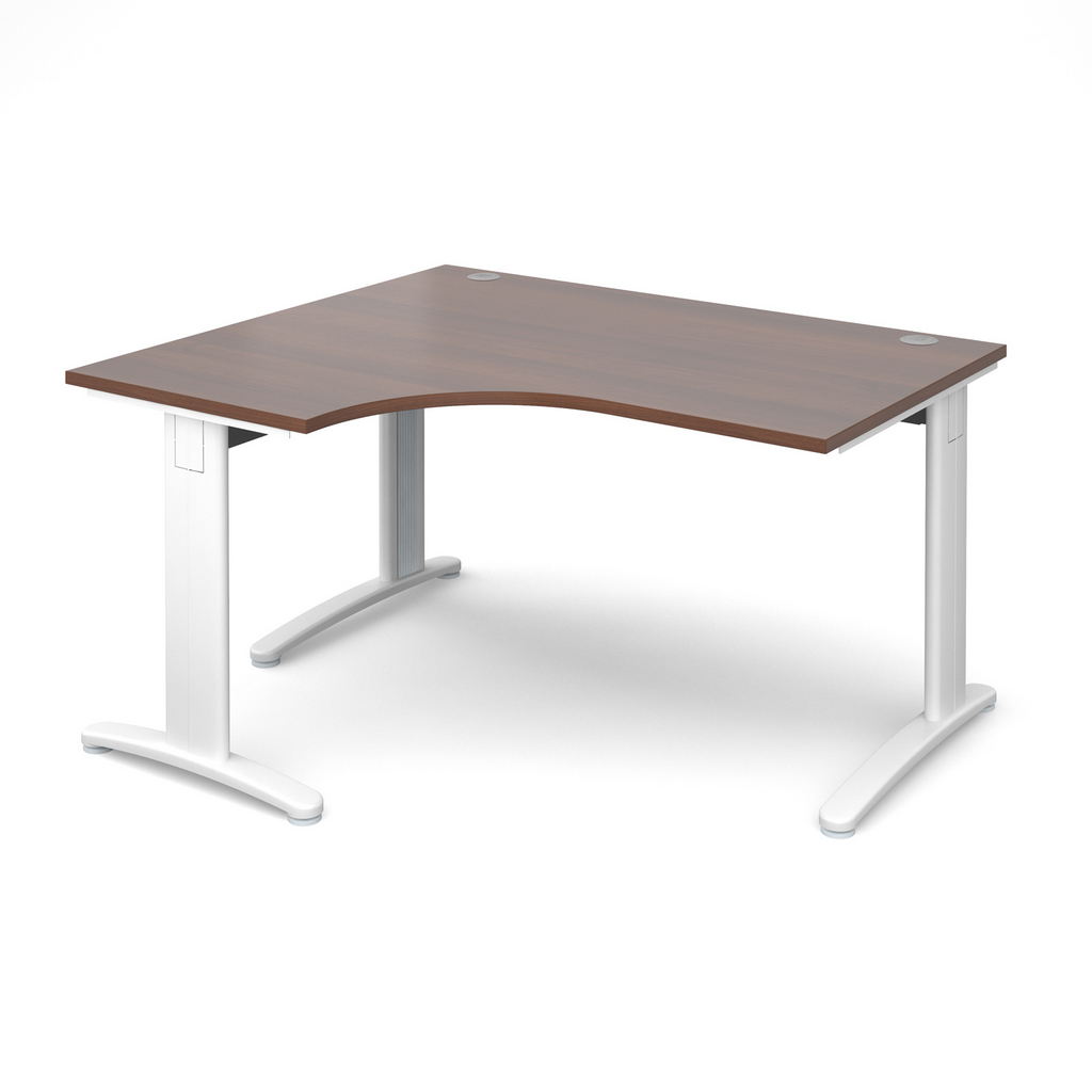 Picture of TR10 deluxe left hand ergonomic desk 1400mm - white frame, walnut top
